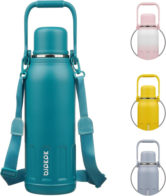 BJPKPK Insulated Water Bottle 50oz Stainless Steel Water Bottles with Handle and Lid Dishwasher Safe Metal Thermos for Traveling,Laguna