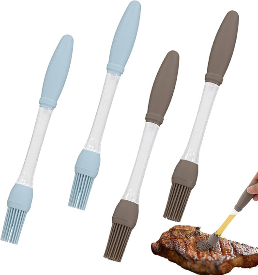 Silicone Basting Brush 4 PCS Heat Resistant Pastry Brush Spreadable Butter for Cooking Grilling Roasting Baking Bbq Grill Dishwasher Safe (Blue, Gray)