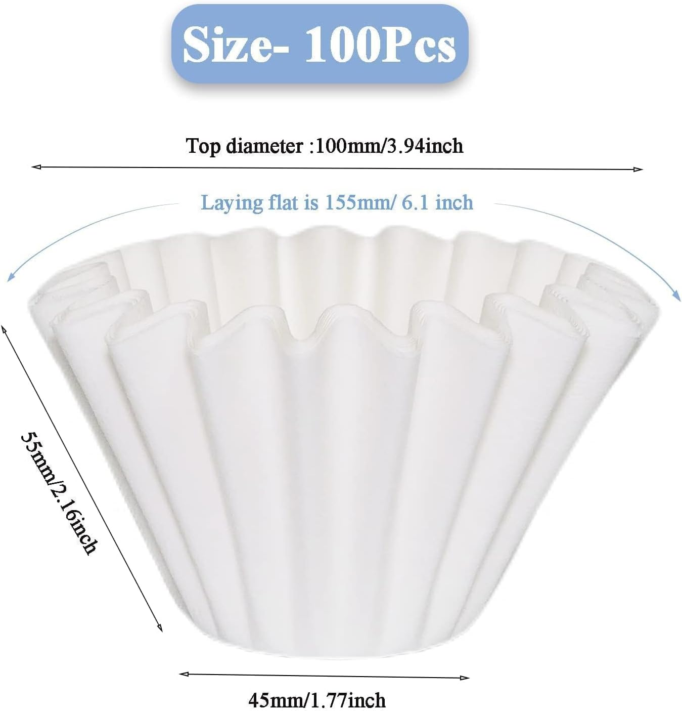 1-2 Cup White Coffee Filters, 100 Count Unbleached Basket Coffee Filter Paper for Miniature Mr Coffee, Small Coffee Maker, Single Serve Coffee Pot, Pour Over Coffee Kit