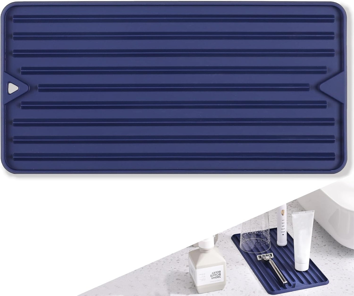 Dish Drying Mat, Mini Silicone Drying Mat for Kitchen Counter, Heat Resistant Silicone Mat for Countertop Protector, Super Thick Non-Slip Dish Drying Pad for Coffee Cup/Bottle/Glassware