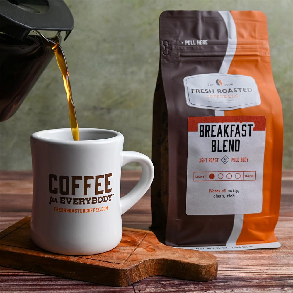 Fresh Roasted Coffee, Breakfast Blend, 12 oz, Light Roast, Kosher, Ground