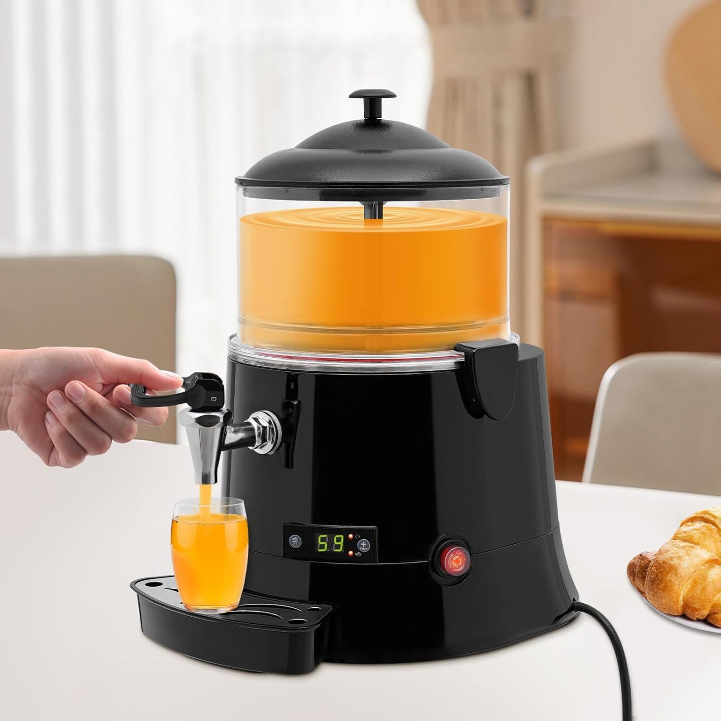 Hot Chocolate Maker Machine, 400W 5L/1.3Gal Electric Stainless Steel Hot Chocolate Dispenser Melting Machine, Commercial Beverage Warmer Coffee Maker for Kitchen Party, Black