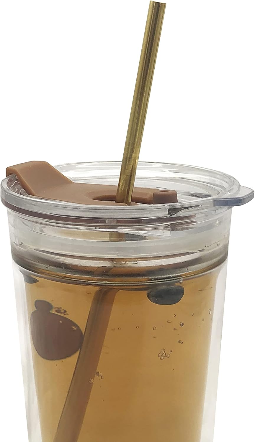 10 Pcs Stainless Steel Straws, Reusable Drinking Straws, Straight Metal Straw Sets with 2 Pcs Cleaning Brushes (10.5 Inch, Gold)