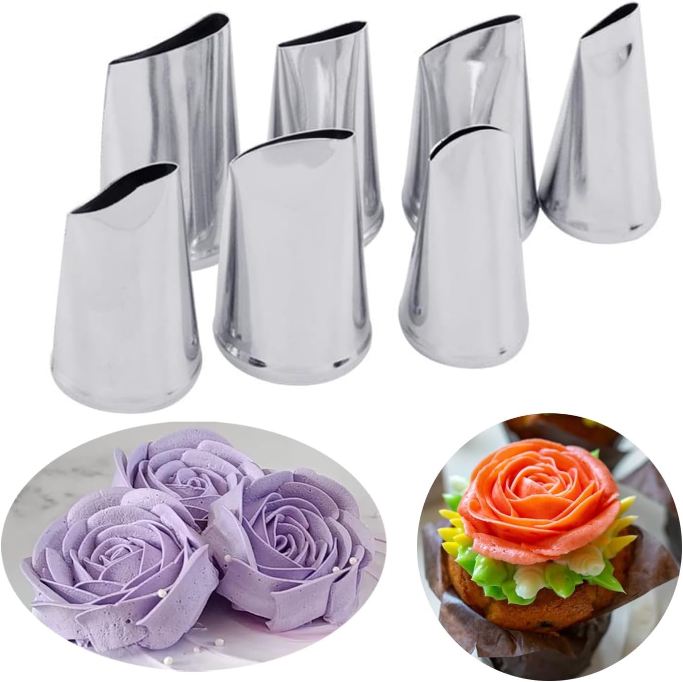 Hendiy 7Pieces/set Cake Decorating Tips Set Cream Icing Piping Fondant Rose Nozzle Pastry Tools Fondant Decorating Tools