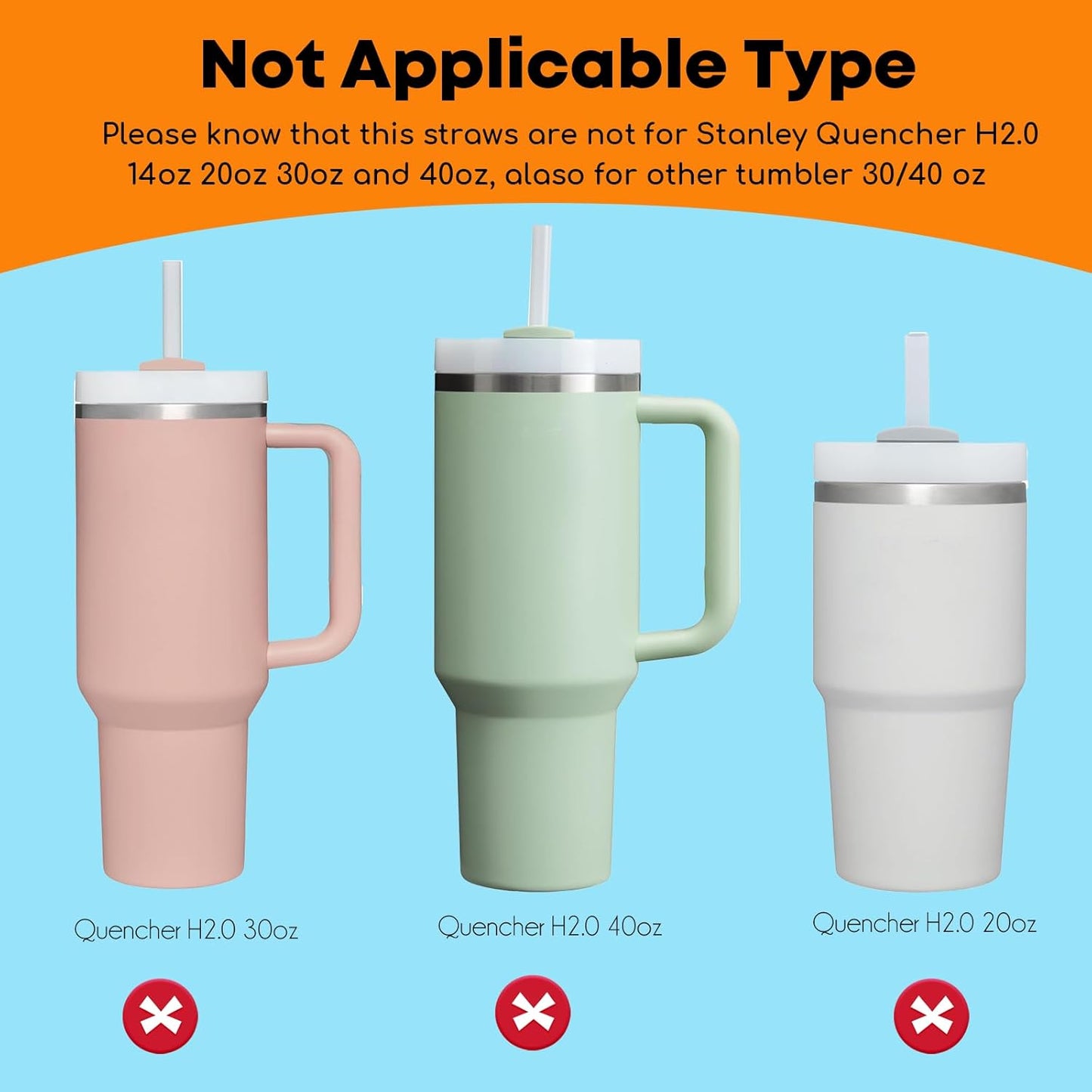 ALINK Stainless Steel Straws Compatible with Stanley Iceflow 30oz Flip Tumbler, 6 Pack Reusable Metal Straws for Stanley Ice Flow 30oz Cup Lid Only, Plus Straw Cleaner Brush