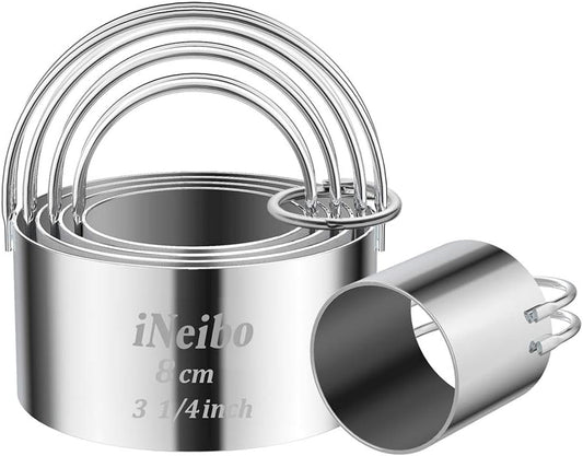 iNeibo Biscuit Cutter Set, Cookie Cutter, Round Shape Circle Scone Cutters, Pastry Dough Baking Cutter, Shapes Pastry Cutter for Dumpling Skin Cutters, Dough, Pastry, Donut, Fondant, DIY, Cake Décor