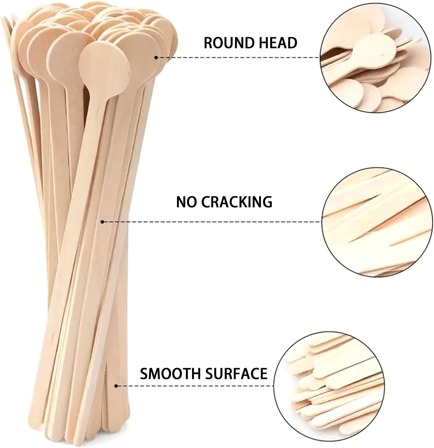 200Pcs Coffee Stirrers- 5.9 Inch Natural Wooden Coffee Stirrers With Round Ends, Disposable Biodegradable Cafe Grade Coffee Stir Sticks Wood Beverage Mixer for Coffee Cocktails Milk Tea