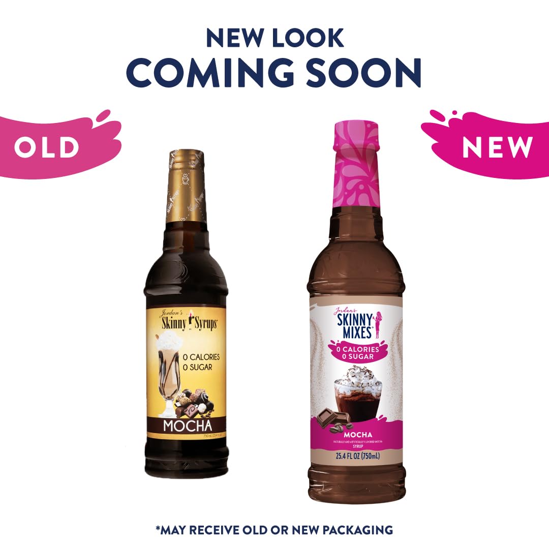 Jordan's Skinny Syrups Sugar Free Coffee Syrup, Mocha Flavor Drink Mix, Zero Calorie Flavoring for Chai Latte, Protein Shake, Food & More, Gluten Free, Keto Friendly, 25.4 Fl Oz, 1 Pack