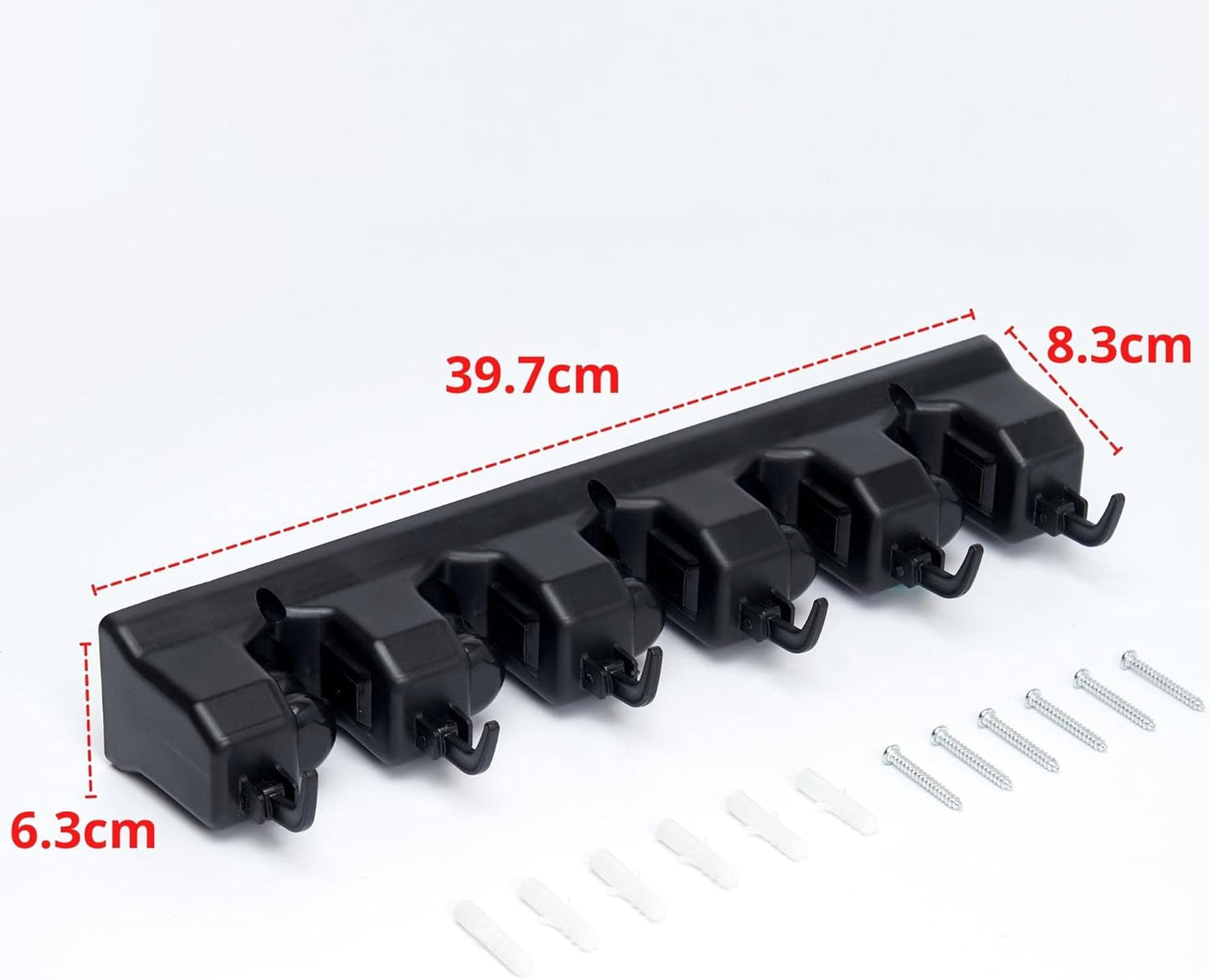 Displays By Jack wall mounted Broom and mop Holder, Black Utility Tool Organizer for Home, 1-Pack