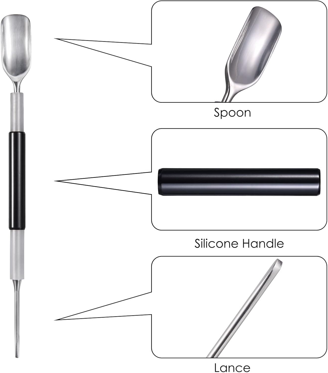 Latte Art Set (3 Tools) for Latte Art, Cappuccino and Espresso, SANTOW Espresso Latte Art Tools, Spoon & Lance, Spatula & Spike and Knob & Hook Decorating Pen Set 3 Pieces