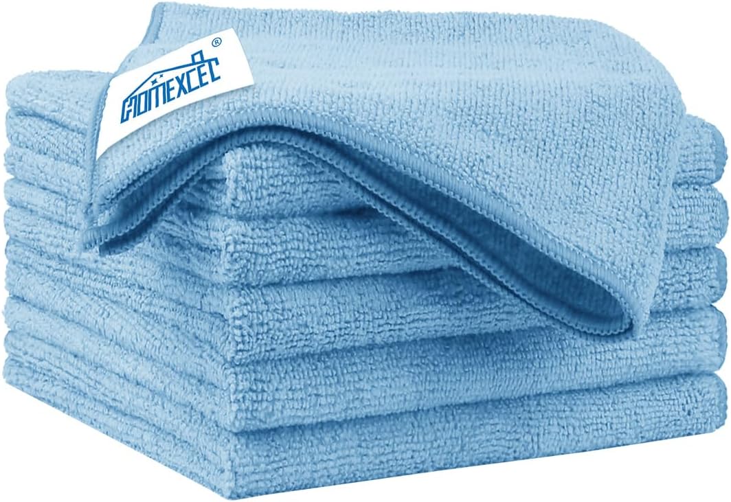 HOMEXCEL Microfiber Cleaning Cloth 6 Pack 12.5 x 12.5 inch Microfiber Towels for Cars Ultra Absorbent Car Washing Cloth Lint Free Streak Free Cleaning Rags for Car, Kitchen Window Blue