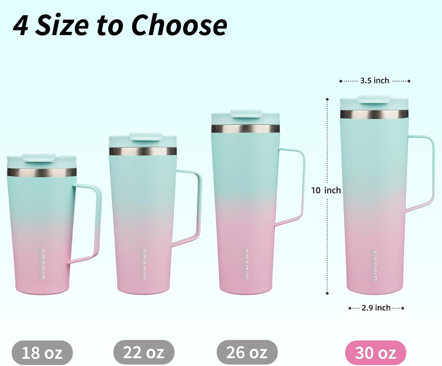 BJPKPK Insulated Tumbler with Handle, 30oz Insulated Tumblers with Lid and Straw, Stainless Steel Metal Water Bottles, Coffee Travel Mugs, Cups, Marshmallow