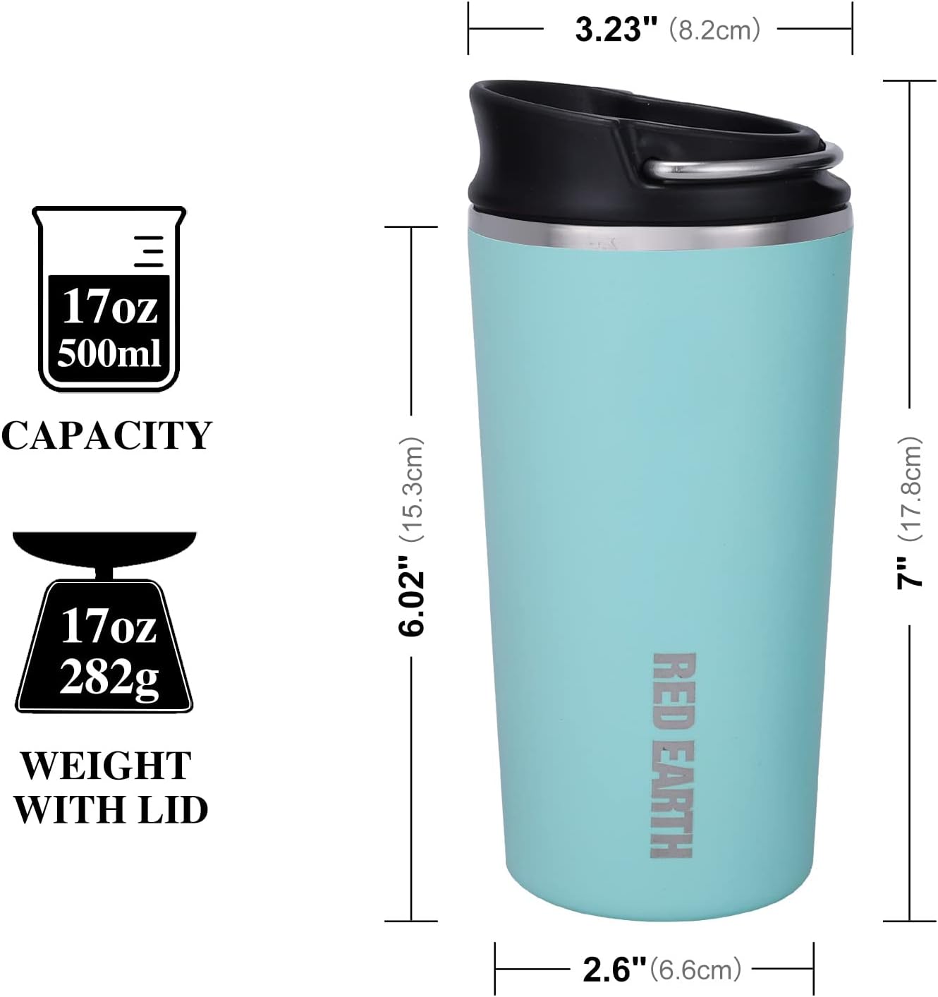 GiNT 17oz Travel Tea Mug with Infuser and Two Lid. Vacuum Insulated 316 Stainless Steel Travel Coffee Mug. Dishwasher Safe Tea Cup with Tea Strainer for Hot and Cold Brew Coffee or Tea(Green)