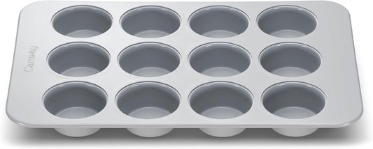 Caraway Non-Stick Ceramic 12-Cup Muffin Pan - Naturally Slick Ceramic Coating - Non-Toxic, PTFE & PFOA Free - Perfect for Cupcakes, Muffins, and More - Gray
