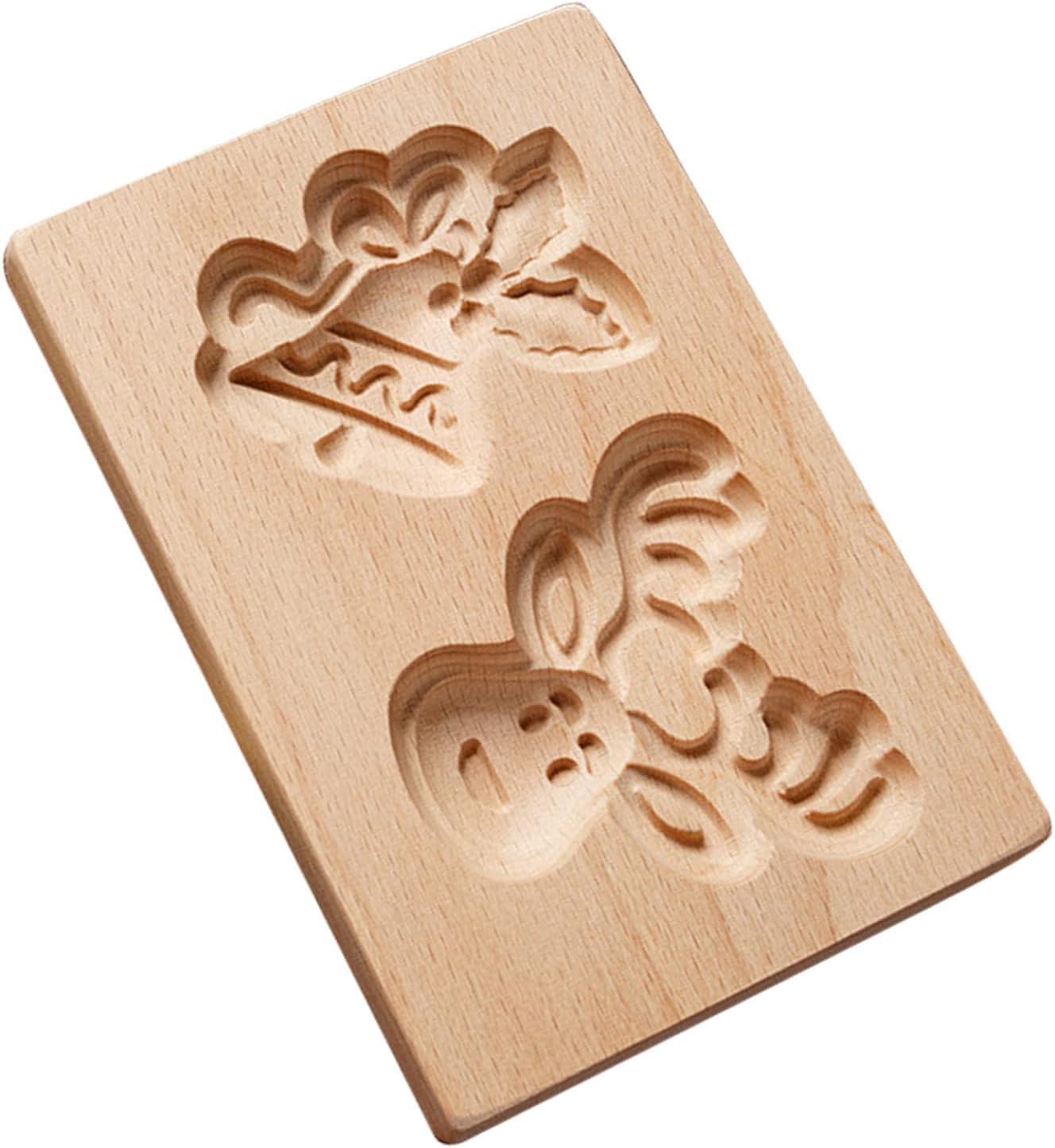 Wooden Cookie Biscuit Mold, 3D Baking Mold, Embossing Craft Decorating Baking Tool, Suitable for Halloween Thanksgiving Christmas Kitchen DIY (Bell Deer)