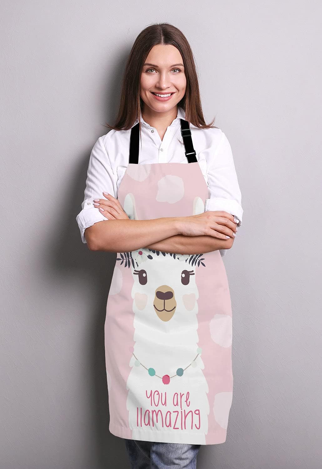 Llama with fun quote You are llamazing Bib Apron with Adjustable Neck for Men Women,Suitable for Home Kitchen Cooking Waitress Chef Grill Bistro Baking Apron