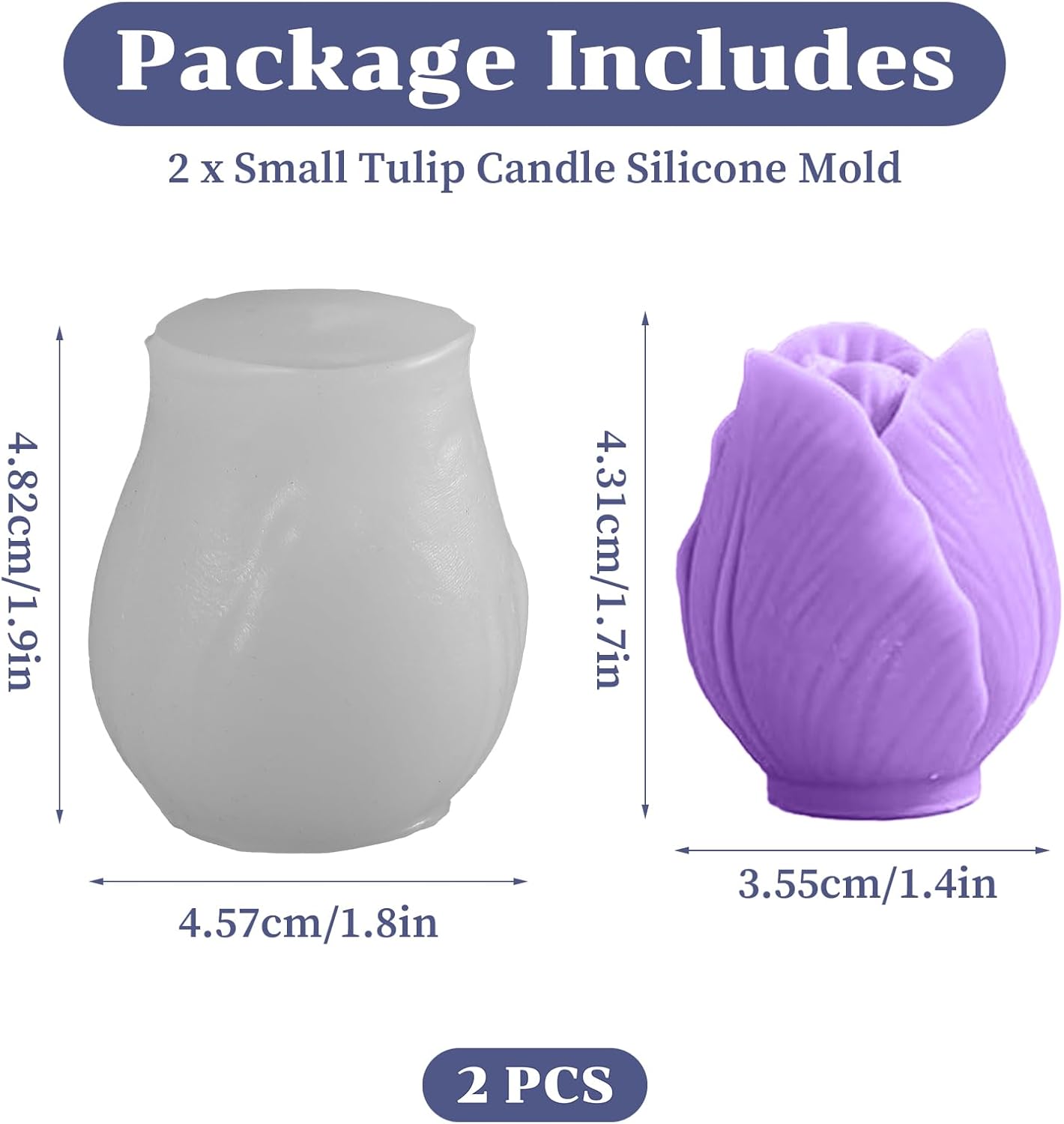 2PCS Tulip Flower Silicone Molds Tulip Bouquet Silicone Candle Molds 3D Floral Resin Candle Soap Mold Flower Fondant Chocolate Cake Decoration Mold Resin Casting