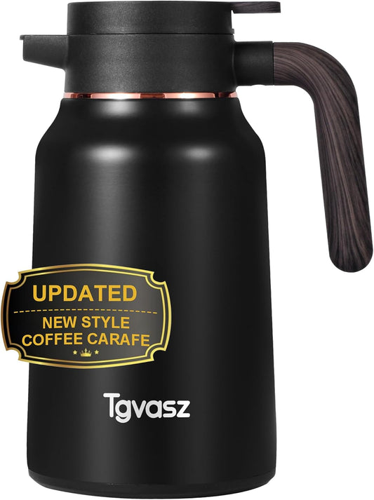51 Oz Carafes for Hot Liquid, Stainless Steel Insulated Vacuum Thermal Coffee Carafes For Keeping Hot, 1.5 Liter Coffee Dispenser（Black)