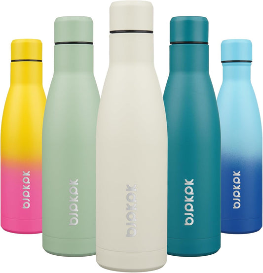 BJPKPK 17oz Insulated Water Bottles Stainless Steel Sports Water Bottles Keep Cold and Hot for Travel Dishwasher Safe,Beige