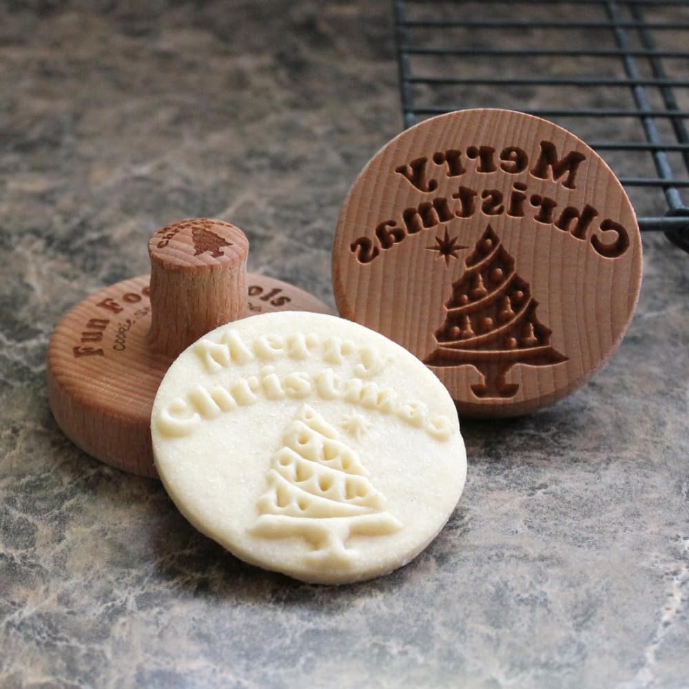 Wood Cookie Stamp, 2.5 Inch (Merry Christmas CS-106)