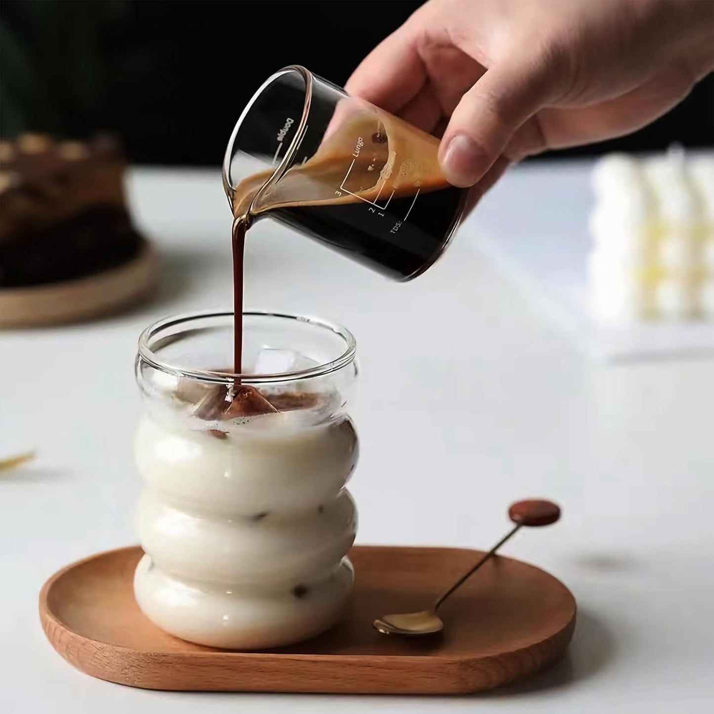 4 Pcs Iced Coffee Glasses with Glass Straws 14oz Thick Drinking Glass Cup Set,Iced Latte Glasses,Cocktail Glasses,Beer Glasses,Ideal for Water,Soda,Tea,Gift - with Cleaning Brushe