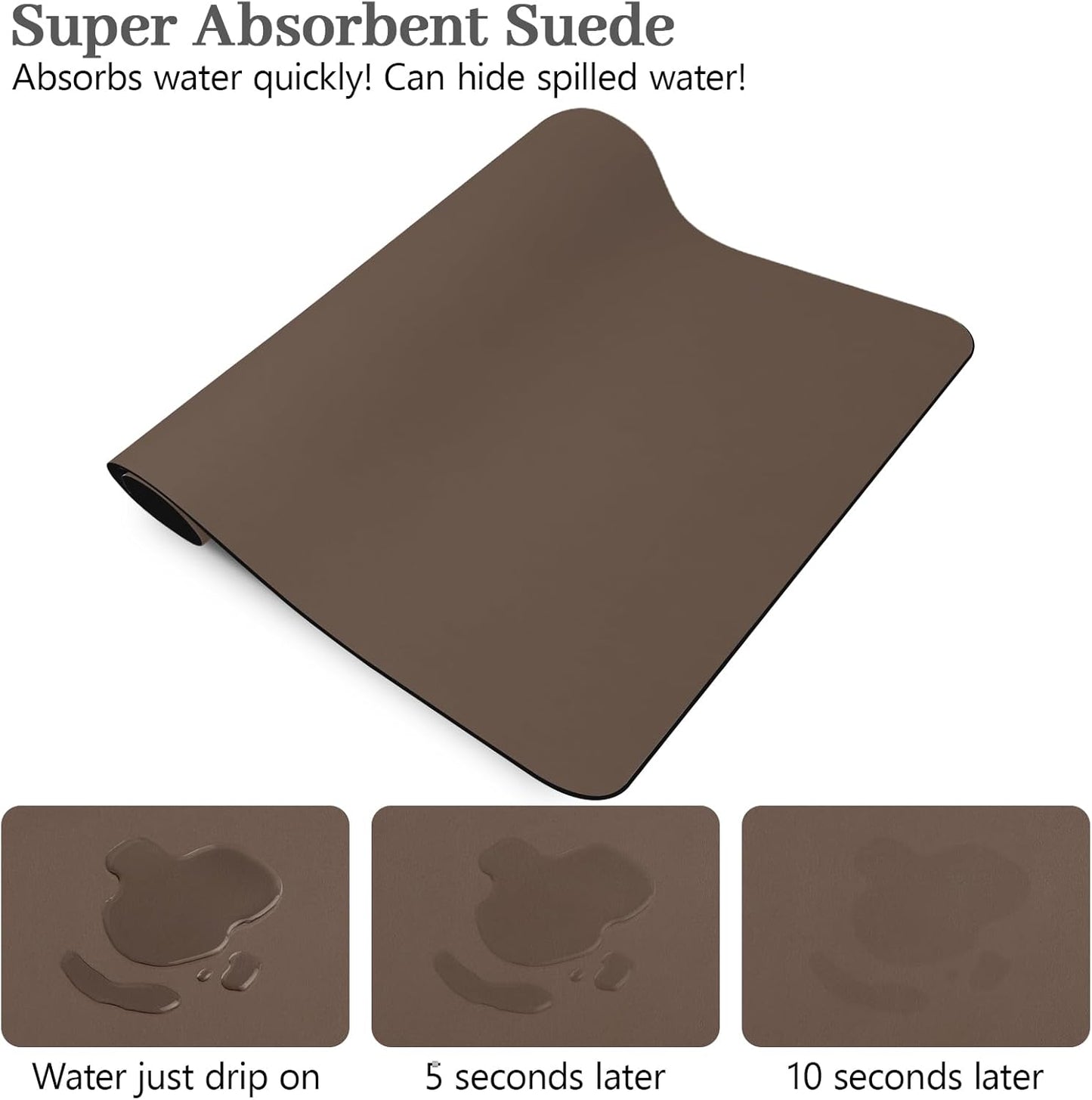 Bloss Absorbent Coffee Mat, Dish Drying Mat for Kitchen Counter Coffee Bar Accessories Espresso Machine, Dish Drainer/Home Improvement(16.1"x24.1", Brown)