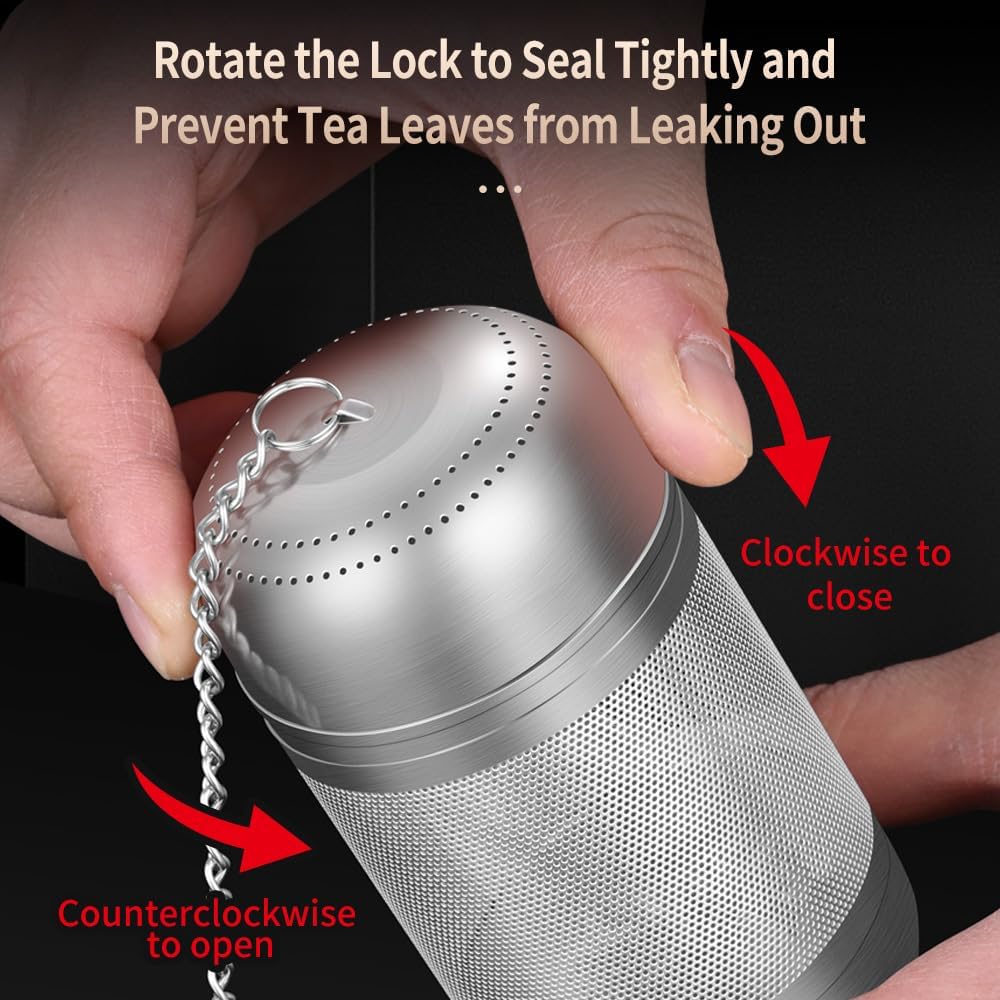 316 Stainless Steel Tea Infuser Reusable Tea Steeper Extra Fine Mesh Tea Infuser Tea Strainer for Loose Leaf Tea Spices and Seasonings (1 Pack - Large)
