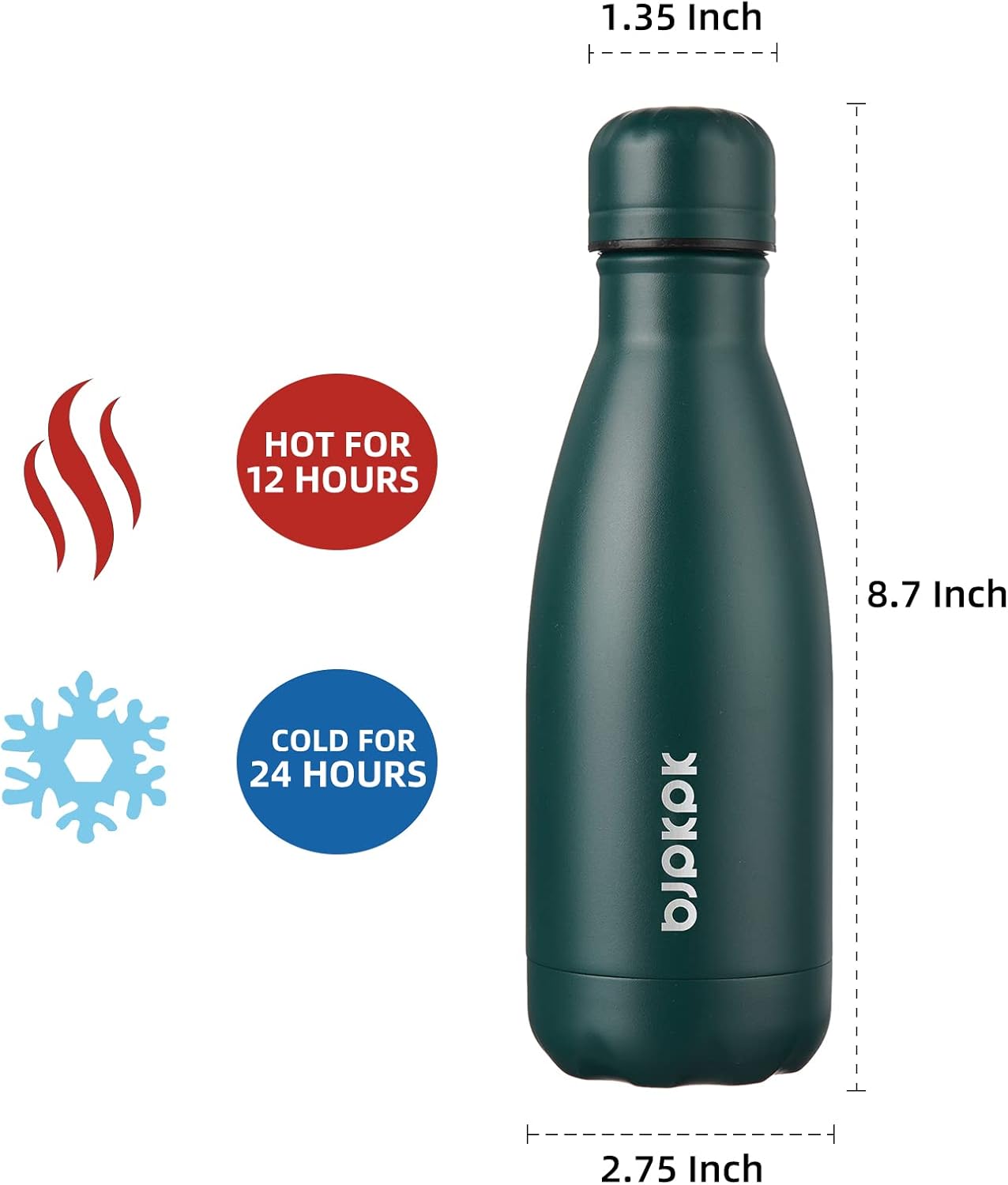 BJPKPK 12oz Small Insulated Water Bottles Stainless Steel Water Bottle for Travel,Army Green