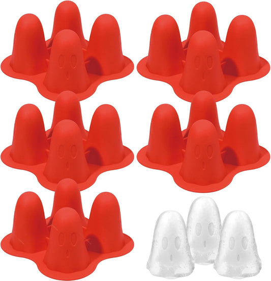 Halloween Ice Cube Molds,5PCS Ghost Silicone Molds for Chocolate, Candy, Jelly,Cake Topper Halloween Party Ice Cube Tray