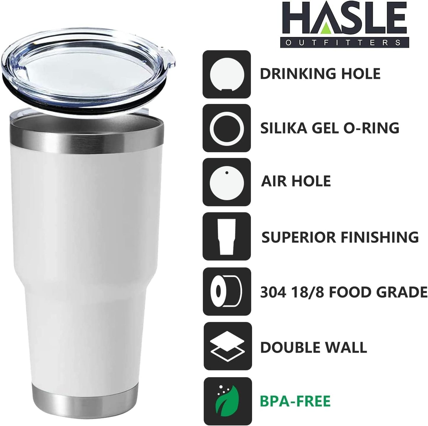 HASLE OUTFITTERS 30oz Stainless Steel Tumbler, Double Wall Vacuum Insulated Travel Mug Tumbler, Durable Insulated Coffee Mug, Gift Box Set (White, 12)