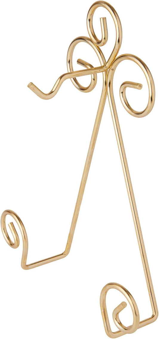 Bard's Scroll Satin Gold-toned Wall Mountable Cup and Saucer Hanger, 8" H x 6.5" W x 1.75" D, Pack of 2