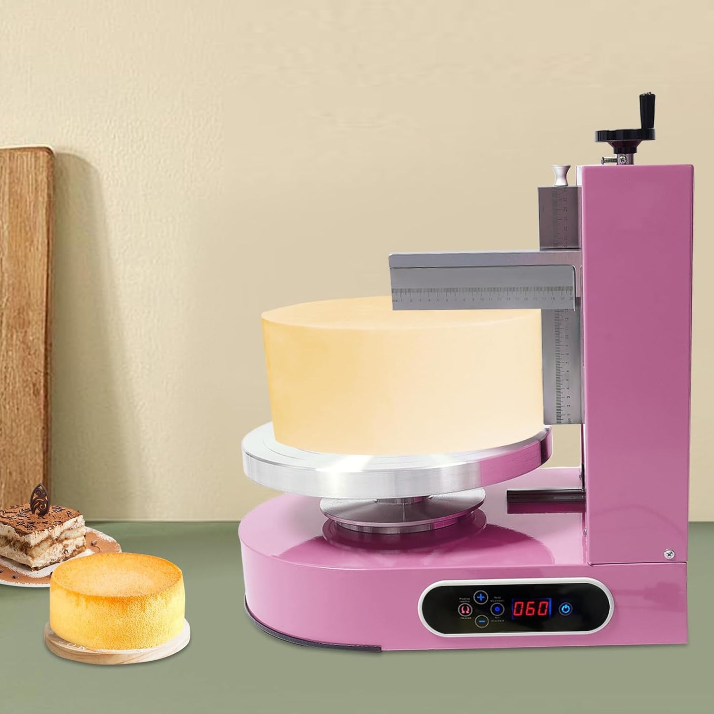 Cake Decorating Coating Machine Automatic Cake Cream Spreading Coating Filling Machine Birthday Cake Cream Smoother Bread Cream Spreading Machine Suitable for 4-12 In Round Cake (Pink)