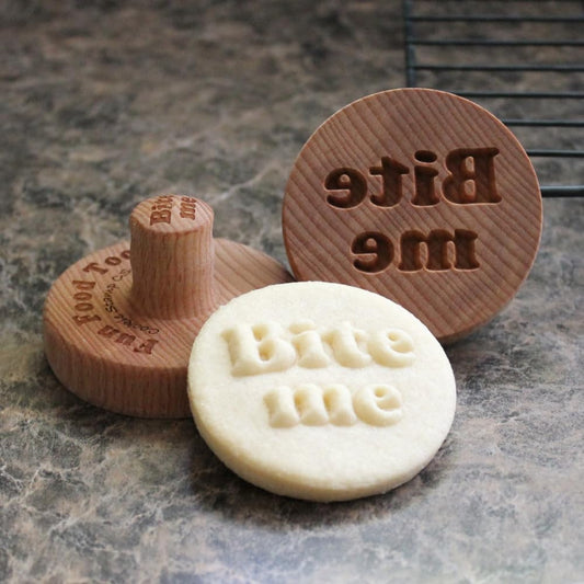 Wood Cookie Stamp, 2.5 Inch (Bite me CS-112)