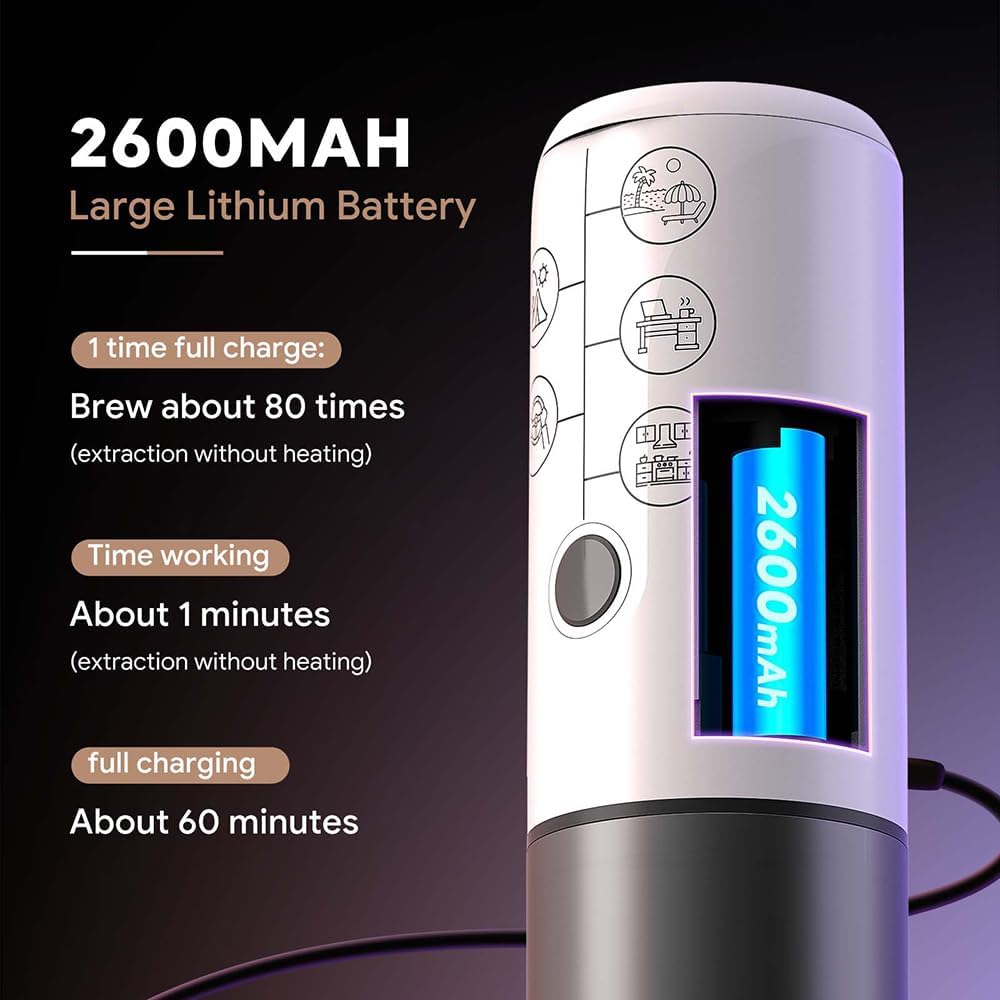 BENFUCHEN 3 in 1 Portable Espresso Machine With NO Heating Function, Type-C Charging Electric Espresso Maker, 17 Bar Mini Coffee Maker For N ESPRESSO/DolceGustoPods & Ground Coffee On the Go, Black