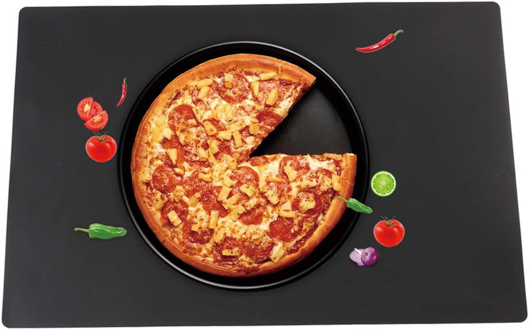 Extra Large Mulitpurpose Silicone Placemat,Countertop Protector, Kitchen Counter Mat, Table Mat, Heat Resistant, Washable, Non Slip (39.4 x 23.6 inch, Black-1pcs)