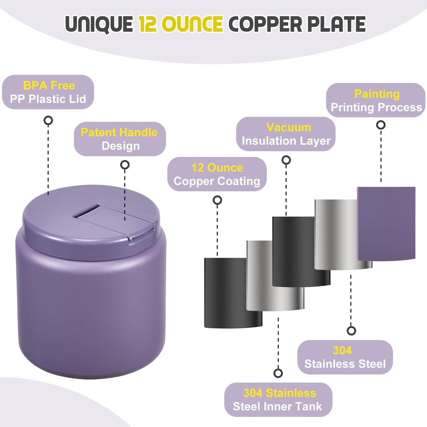 26oz Soup Thermo for Hot Food Kids with Buckle Lid Insulated Vacuum Food Jar Wide Mouth Leakproof Stainless Steel Lunch Container (Purple)