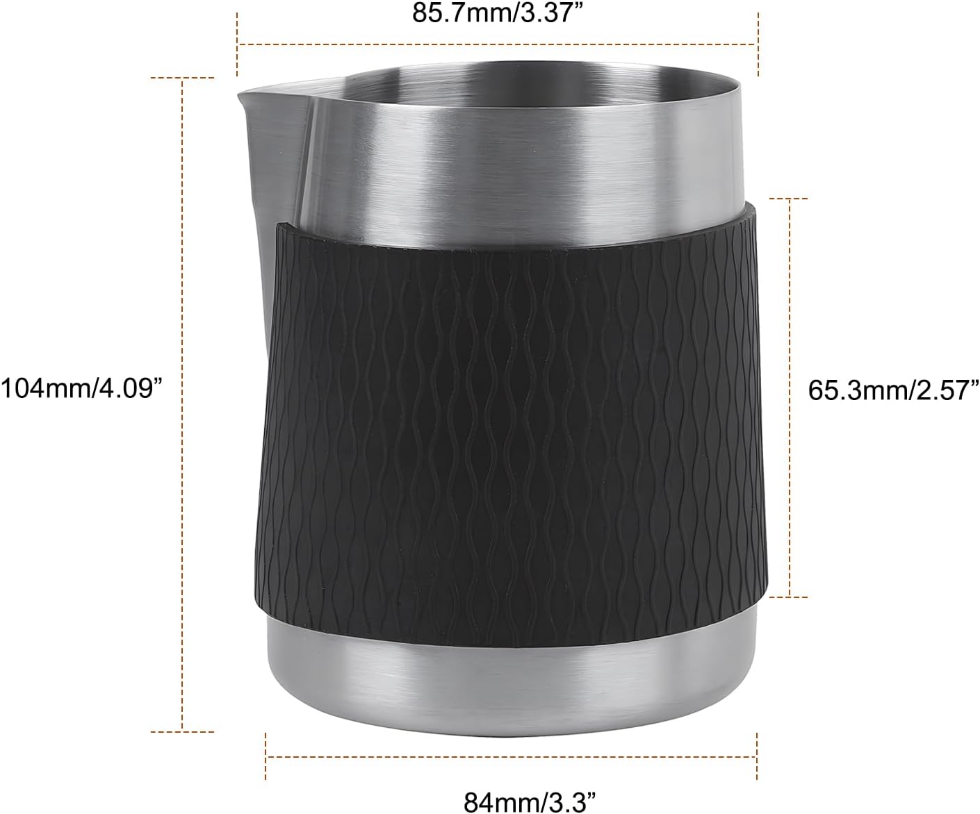 IKAPE Espresso Milk Pitcher, 15.04/450ml Milk Frothing Jug without Handle, Espresso Steaming Pitcher with Sharp Spout for Espresso Barista Tool(silver)