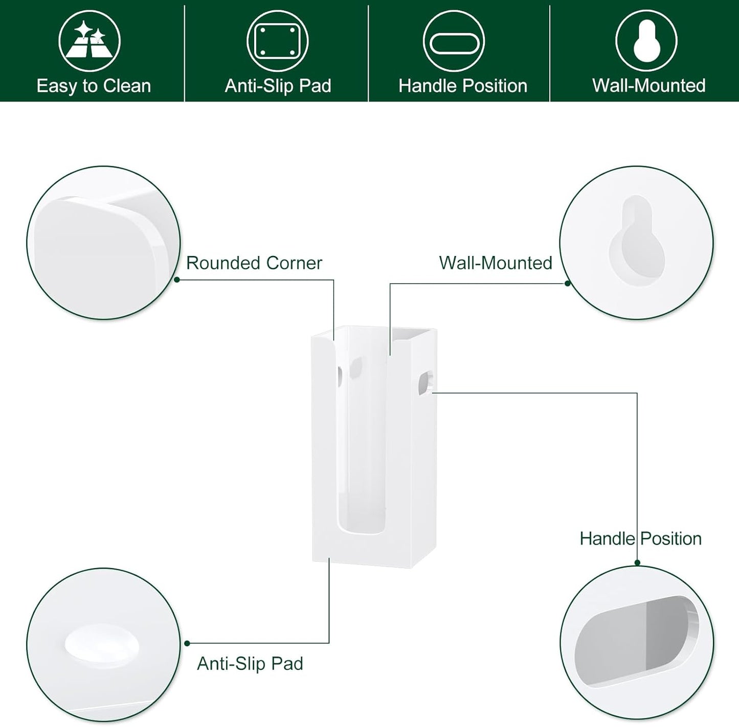 Disposable Coffee Cup Dispenser with Handles, Countertop or Wall Mount Hot/Cold Drink Cup and Lid Holder - Bathroom/Kitchen/Office Acrylic Cup Lid Storage Organizer (1 Compartment, White)