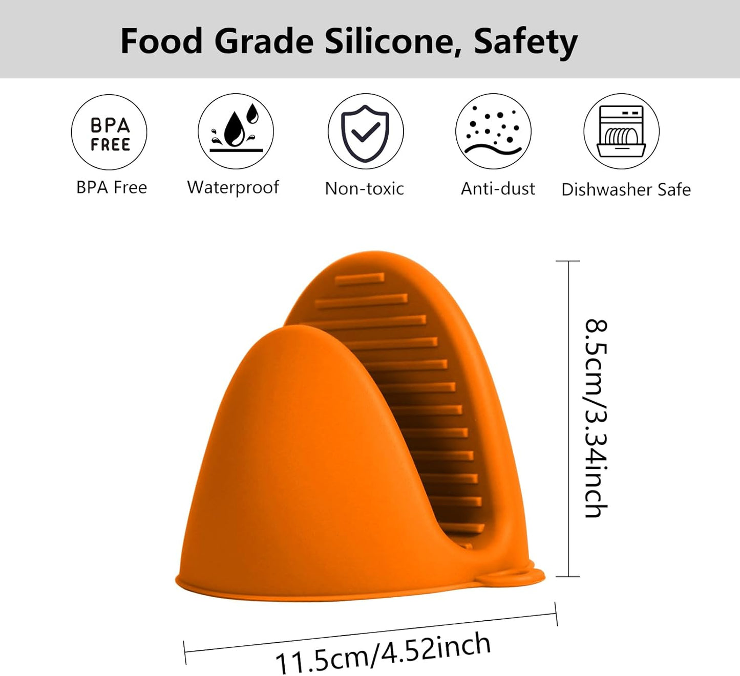 Oven Mitts Silicone Pot Holders Set Heat Resistant for Kitchen - ChufanMomsil 6 PCS Mini Silicone Oven Gloves Kitchen Mittens, Short Pot Pinch Grips for BBQ & Baking, Orange