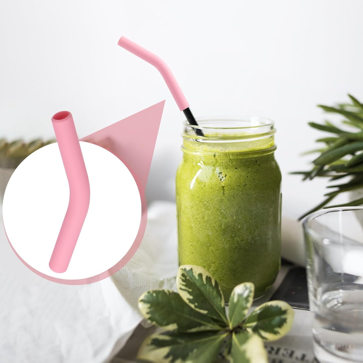 6pcs Food-Grade Silicone Straw Tips, Reusable Metal Straw Elbows Tips, Temperature Resistant Rubber Straw Covers Replacement Tip for 5/16" Stainless Steel Straws - Pink