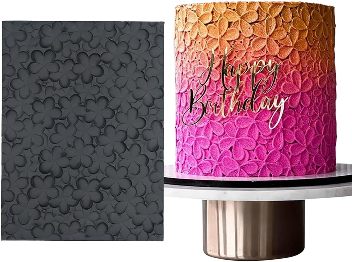 mostsom Silicone Lace Cake Mold Flower Impression Mat for Baking, Non-Stick Flexible Silicone Decorating Mat for Cakes, Cookies, Pastry, Chocolate, Fondant - Dishwasher Safe (E_ Flower)