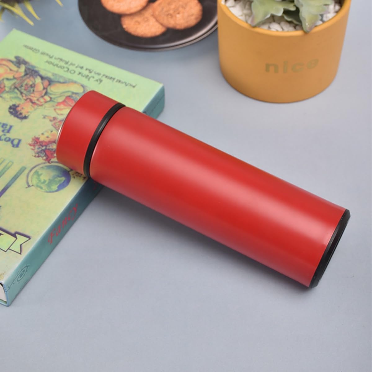 Insulated Water Bottles- Vacuum Tumbler for Coffee, Tea and Drinks with Stainless Steel Infuser - 15 oz Tea Thermo Travel Bottle/Keeps Drinks Hot or Cold for Hours/Gift Packing (Red)