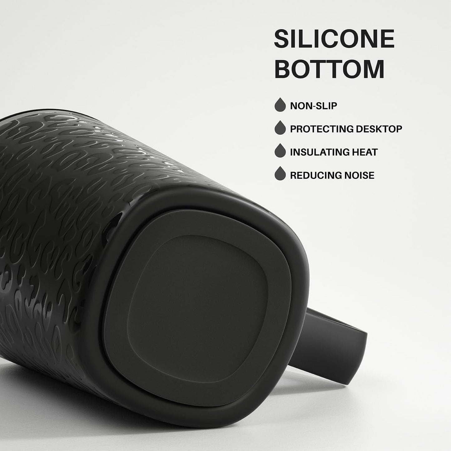 Ideus Vacuum Insulated Coffee Mug, 16oz Reusable Stainless Steel Thermal Double Walled cup with Handle and Slider Lid for Hot & Cold Beverages, BPA Free (Leapord Black)