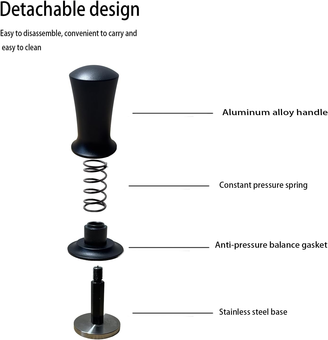 53mm Espresso Tamper, Premium Barista Coffee Tamper with Calibrated Spring, Stainless Steel Base, for Breville Series 54mm Portafilter Basket, Adjustable Depth, Espresso Manual Tamper (Black)