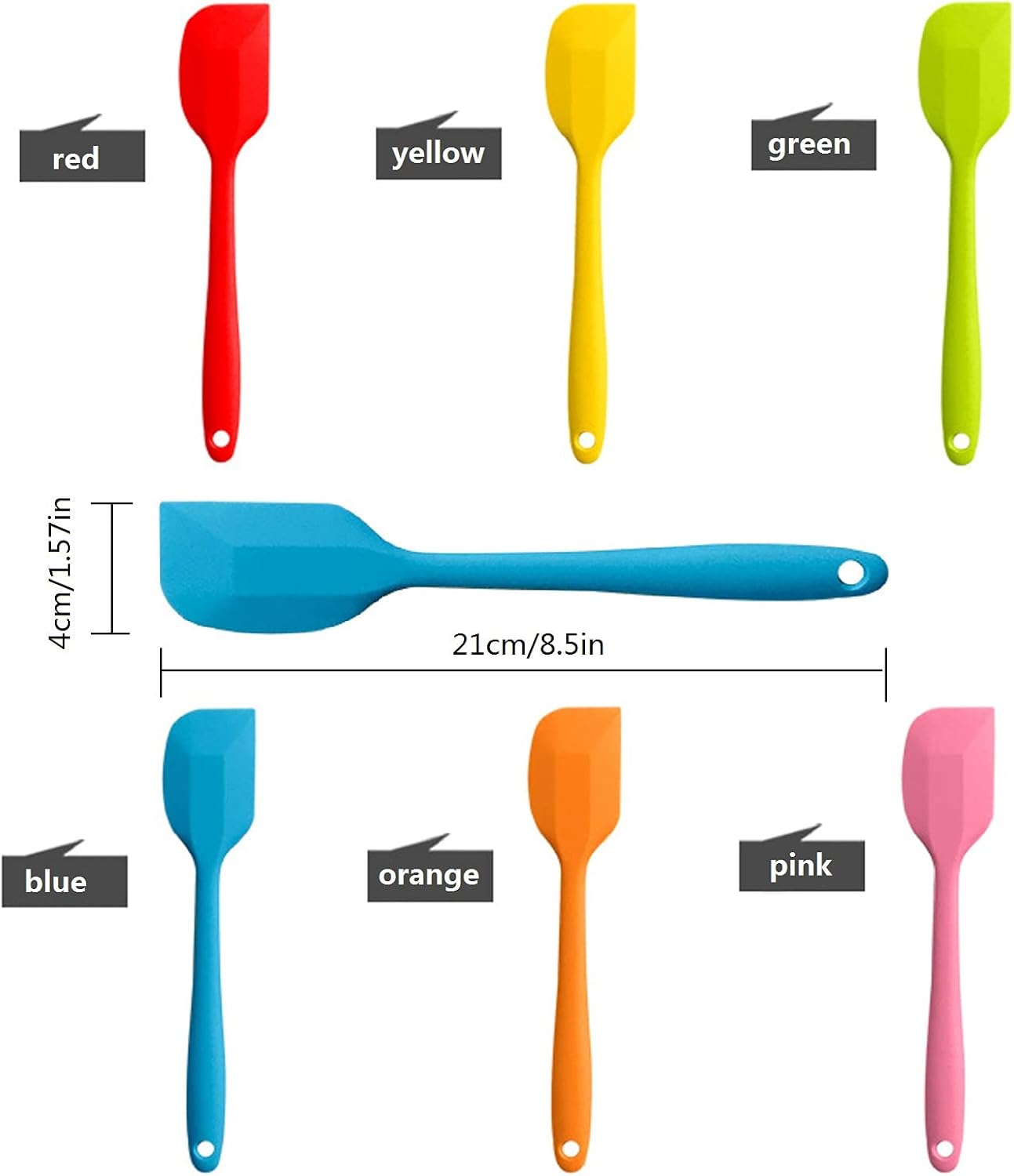 8 Pieces Silicone Spatulas,8.5 inch Non-stick Spatulas with Stainless Steel Core,Heat Resistant-500℉, One Piece Design,Food Grade Silicone, Dishwasher Safe, for Mixing,Cooking,Baking (8.5 inch)