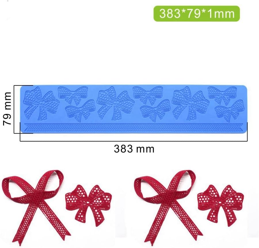 Bow-knot Silicone Fondant Embossing Mat Sugarcraft Bow-knot Lace Pattern Cake Mats Fondant Pastry Embossing Mat Fondant Cake Decorating Mold Sugar Lace Pad Baking Tools