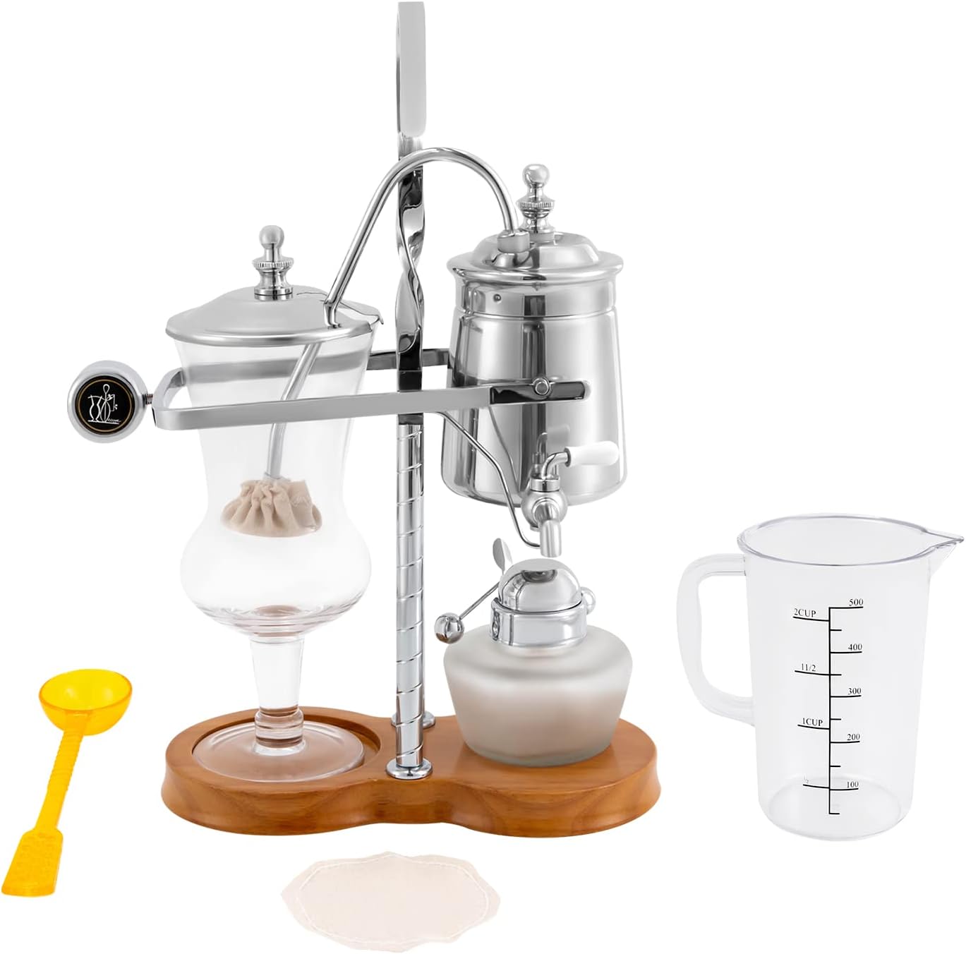 LOYALHEARTDY Vintage Siphon Coffee Maker, Belgian Luxury Syphon Coffee Machine with Royal Family Temperament, Silver Retro Royal Family Balance Siphon Coffee Maker Siphon Brewer Vintage Coffee Pot