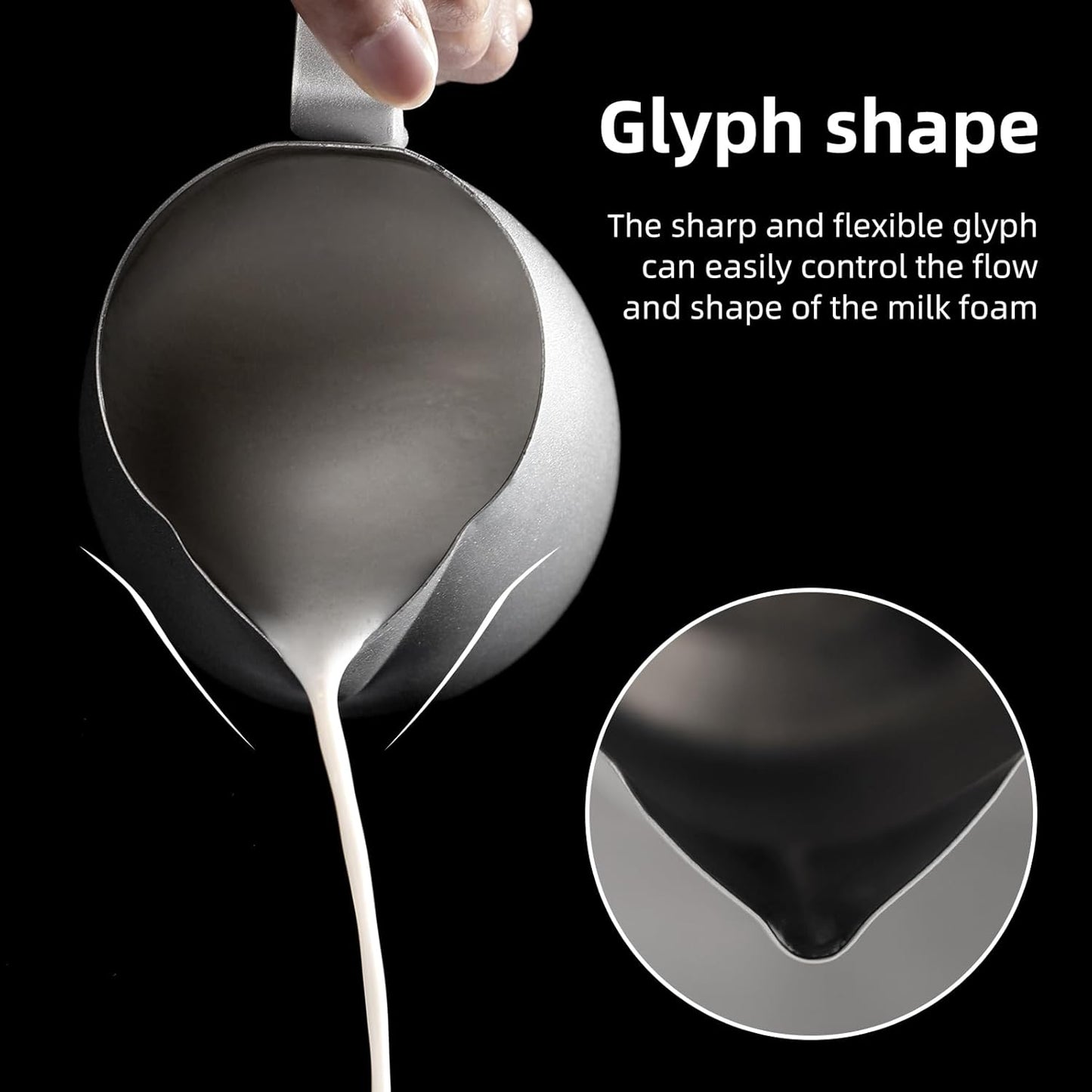 Bincoo Espresso Milk Frothing Pitcher Stainless Steel 20oz/600ML Coffee Milk Frother Cup-Milk Frothing Pitcher with Measurement Lines,Ergonomic Handle for Latte Art & Cappuccin(Steel)