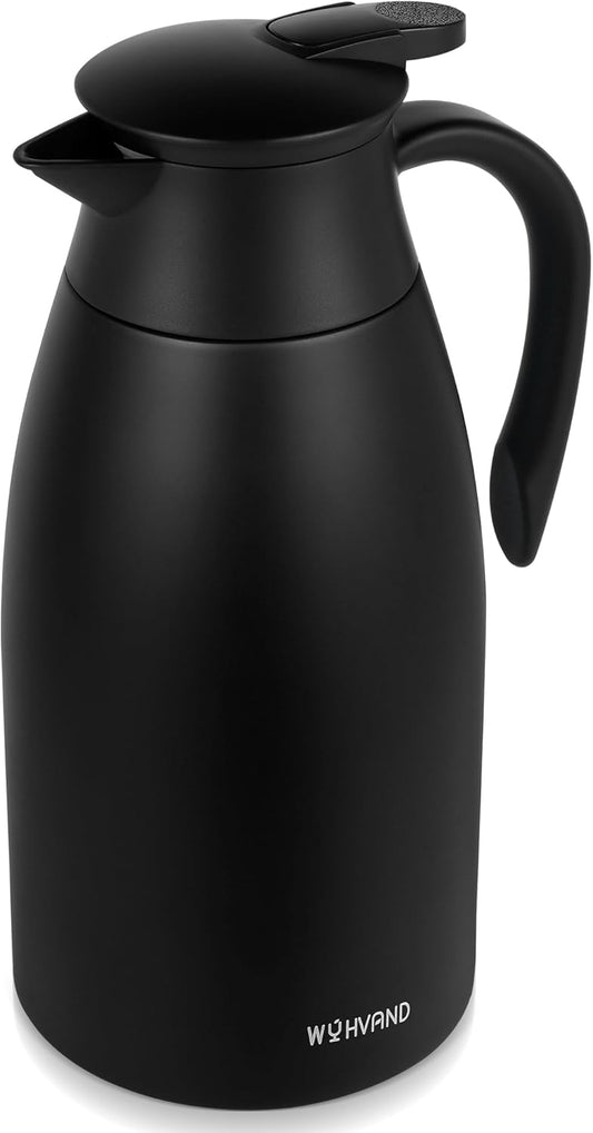 68 Oz Thermal Coffee Carafe, Stainless Steel Insulated Vacuum coffee crafts to keep coffee hot, 2 Liter Tea Water Coffee and Beverage Dispenser (Black)