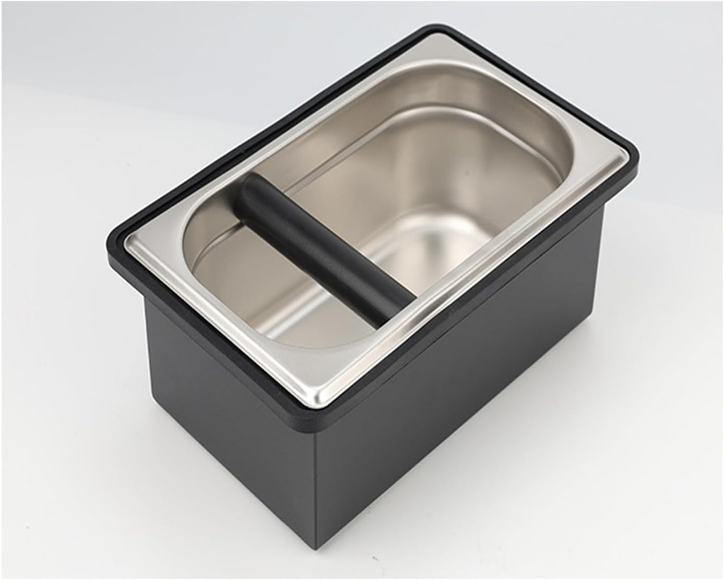 Espresso Coffee Knock Box, Large Coffee Coffee Grounds Knock Box Container Coffee Machine Accessories, Stainless Steel Coffee Bin Grind Knock Out Box with Removable Knock Bar and Non Slip Base
